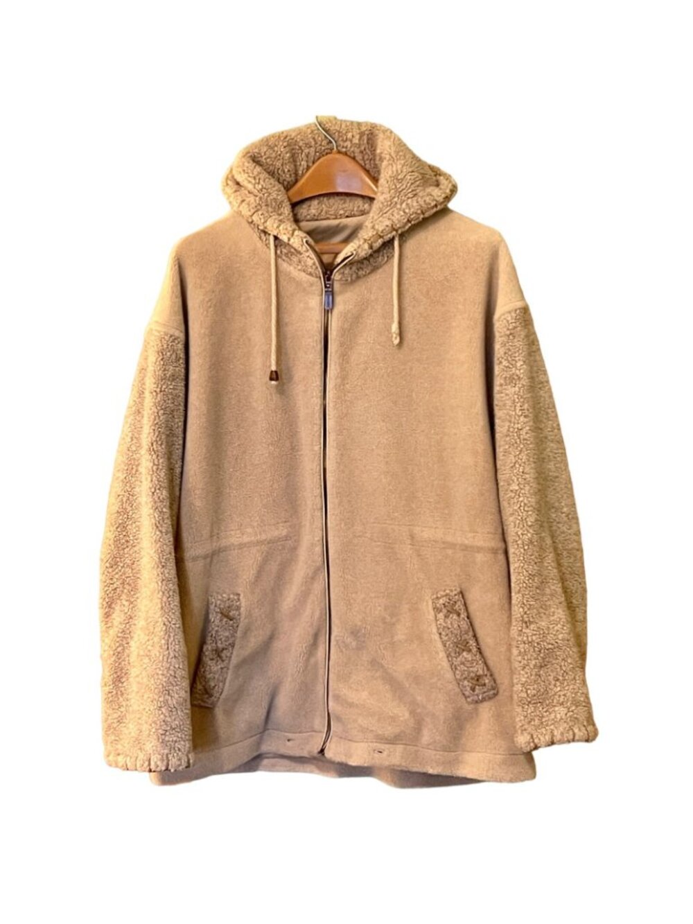Faux Shearling Women's S/M Jacket Fleece IZZI Outerwear Windbreaker Lining Hood - Picture 3 of 13